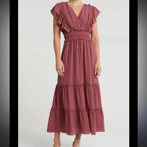 Max Studio Pink Ruffle Midi Dress